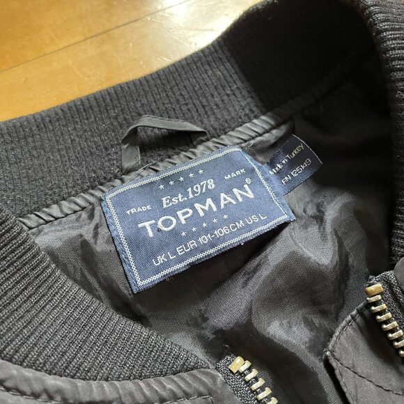 Men's Topman Large Black Bomber Jacket - Picture 3 of 3